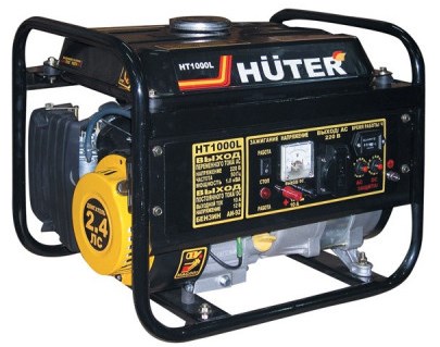 Генератор бензиновый  Huter  HT1000L(расход топлива 375 г/кВтч;1,1/1,0КВт; т/бак 6л, 23,2кг)