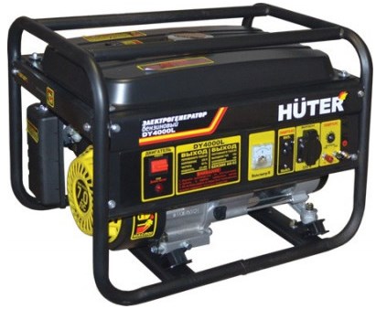 Генератор бензиновый DY4000L Huter (расход топлива 1.2л/час,3,0/3,3КВт, т/бак 15л, 43кг)