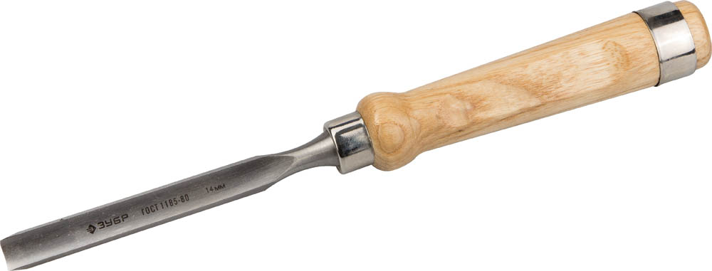Стамеска-долото ЗУБР "ЭКСПЕРТ" полукруглая с деревянной ручкой, хромованадиевая сталь, 14мм