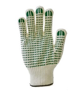 Перчатки ХБ ПВХ 5 нитка (зелёная точка)